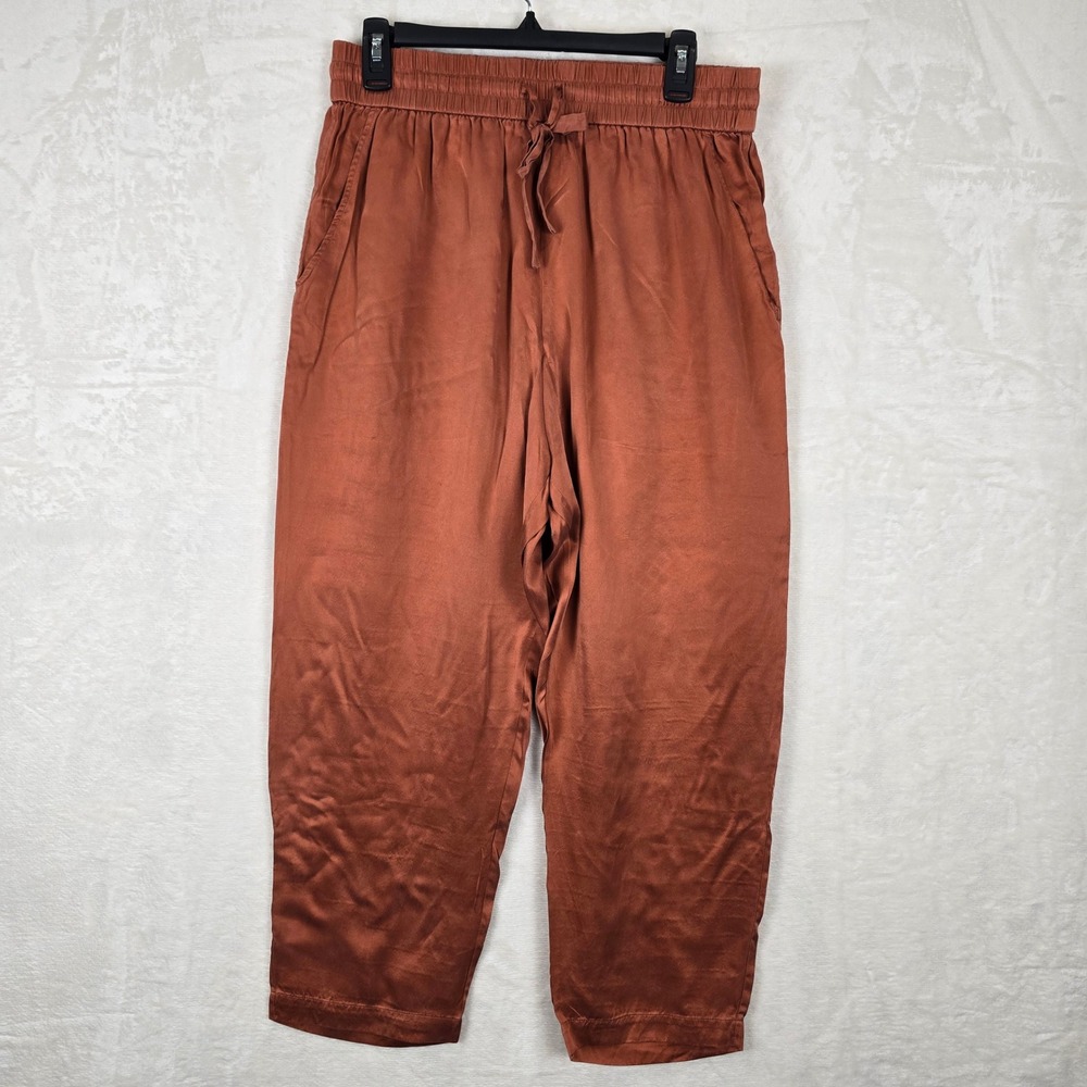 Lahgo by Lunya Mens 100% Washable Silk Pajama Pants Terracotta M Relaxed Fit